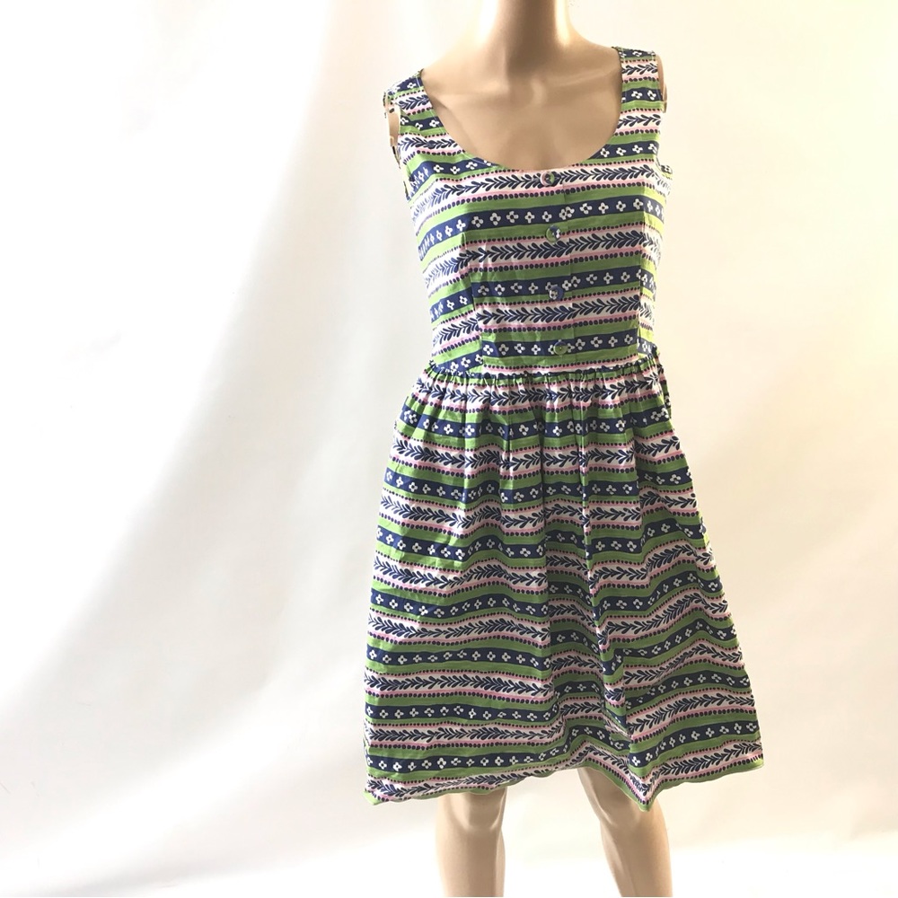 Prada Women 38 US 2 Green Casual Tea Dress Smock Button Up Sleeveless Summer